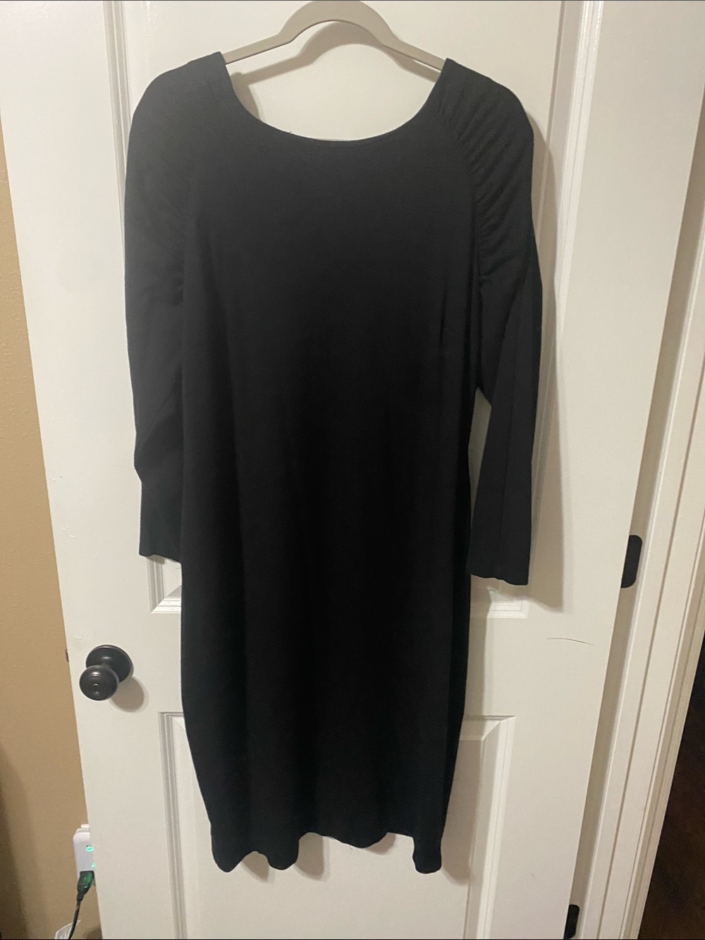 Eloquii Black Long Sleeve Scoop Neck Midi Dress